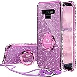 OCYCLONE Galaxy Note 9 Case, Glitter Cute Phone Case for Women Girls with Kickstand, Bling Diamond Rhinestone Bumper with Ring Stand Compatible with Galaxy Note 9 Case for Girl Women - Purple