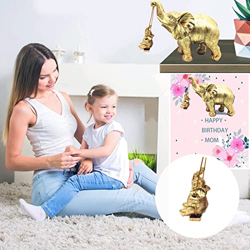 Ashyle Elephant Statue Home Decor, Birthday Gifts For Mom&Women, Good Luck Elephant Figurines Decorations, Elephant Sculpture For Living Room Table, Bookshelf, Tv Stand, Shelf Decor, Gold(Ornaments) #TOP1
