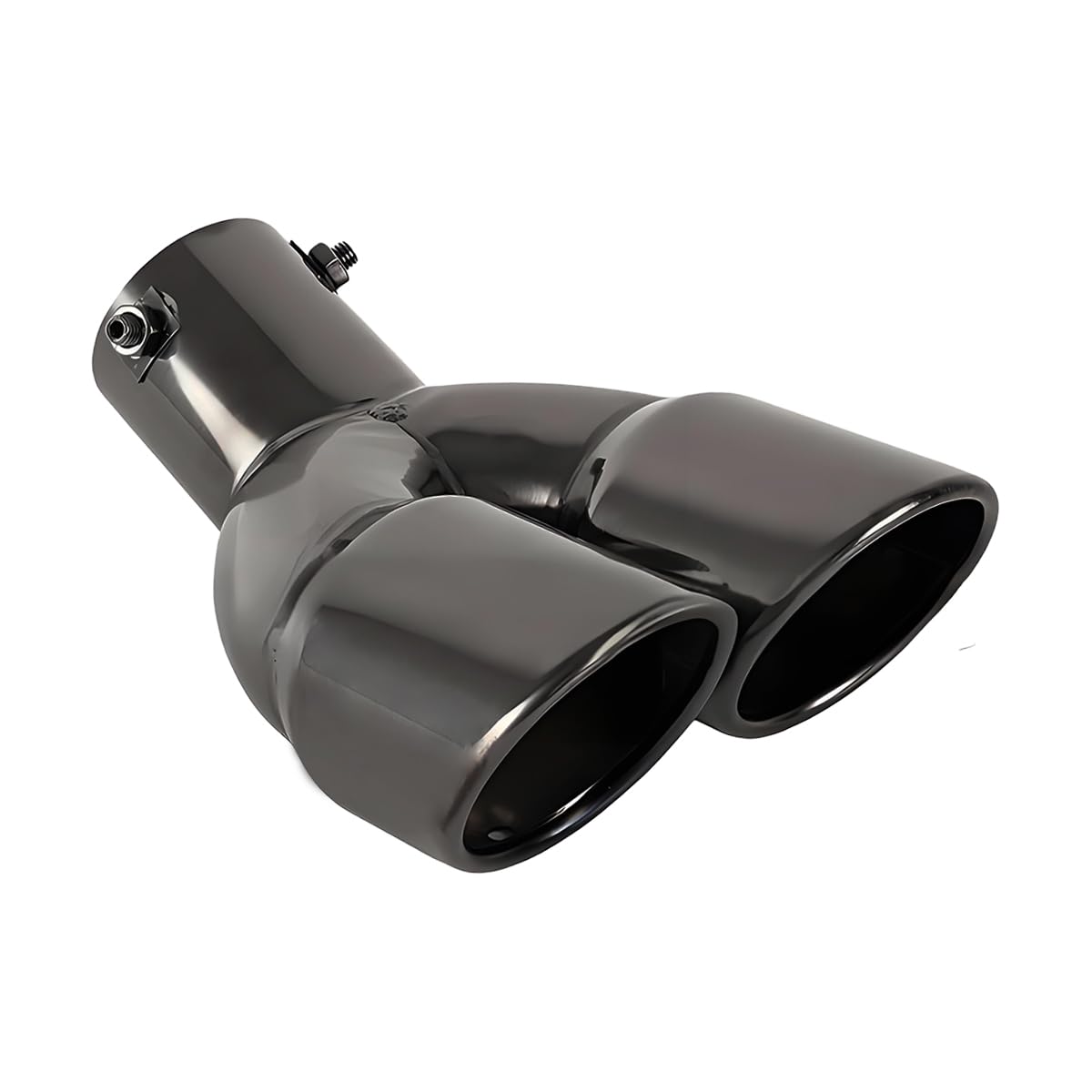 OtpOutopa Dual Exhaust Tip 2.5 inch Inlet, Universal Car Exhaust Pipe Tail Throat Tail Pipe Stainless Steel Y Pipe, Adjustable Car Thickened Muffler Slant Cut Tip (Curved,Black Paint)(OTPPIPE005)