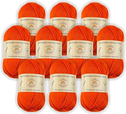 Image of 10-Pack of Yonkey Monkey 500 Grams Yarn - 70% Rayon derived from Bamboo, 30% Cotton - Orange 9020