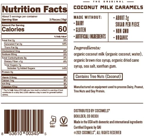Cocomels Sea Salt Coconut Milk Caramels, 3.5 oz, 3 Pack, Dairy Free, Vegan, Organic - 1