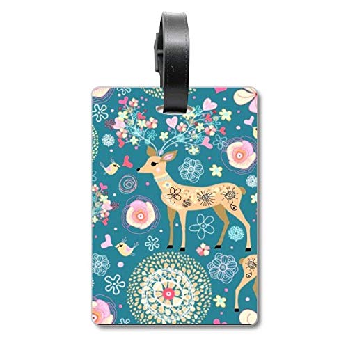 Étiquette valise voyage motif fleur oiseau cerf accessoire sac à dos original