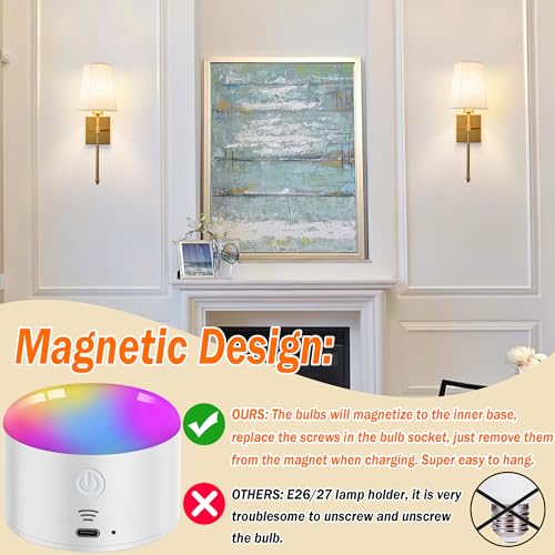 Image of Battery Operated Wall Sconce Light Set Of Two, Battery Operated Sconces Wall Lighting Indoor Wireless Wall Sconce With Remote Control, Dimmable Battery Wall Lamp With 3CCT Bulb For Bedroom Living Room