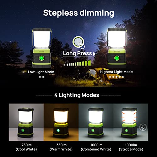 Led Camping Lantern, Consciot Battery Powered Camping Lights With 1000Lm, 4 Light Modes, Water-Resistant Tent Lights, Portable Flashlight For Power Outage, Emergency, Hurricane, Hiking, 2-Pack #TOP2