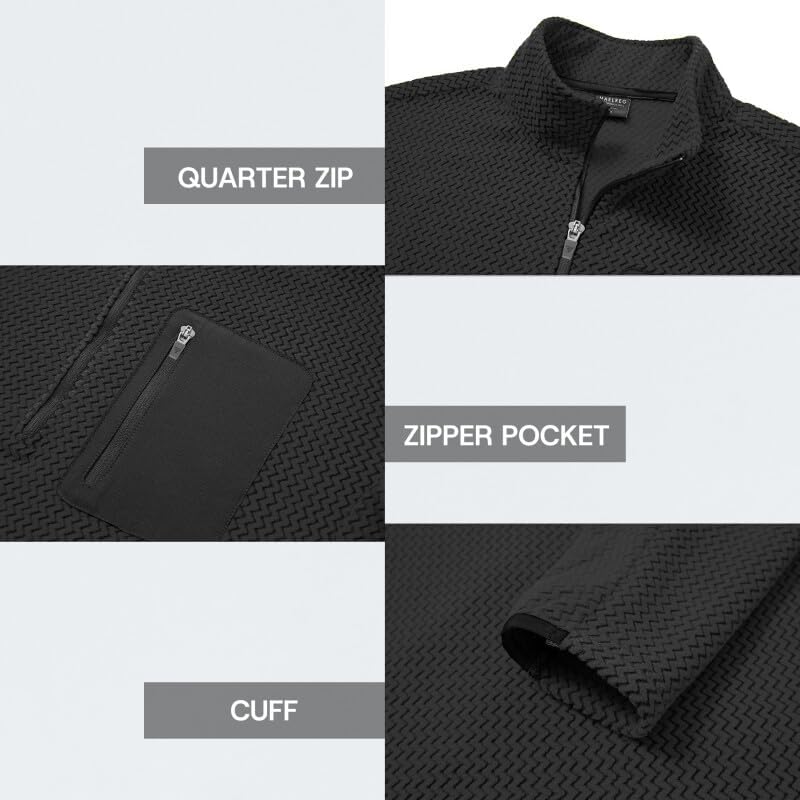 M MAELREG Quarter Zip Pullover Men Midweight Dry Fit Winter Warm Stretchy Golf 1/4 Zip Pullover Mens Sweatshirt with Pocket - Image 5