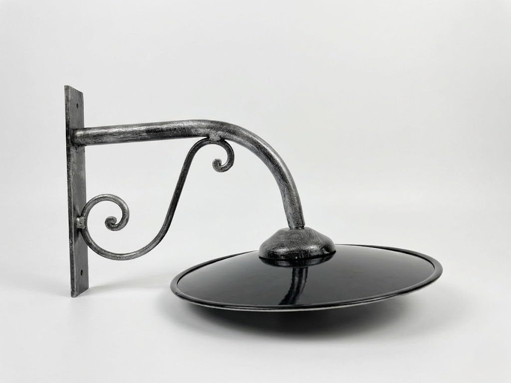 Lampada da parete in ferro battuto con piatto smaltato modello Smart