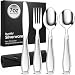 BUNMO Weighted Utensils for Tremors and Parkinsons Patients - Heavy Weight Silverware Set of Knife, Fork, 2 Spoons and Travel Bag - Adaptive Eating Flatware Helps Hand Tremor, Parkinson, Arthritis
