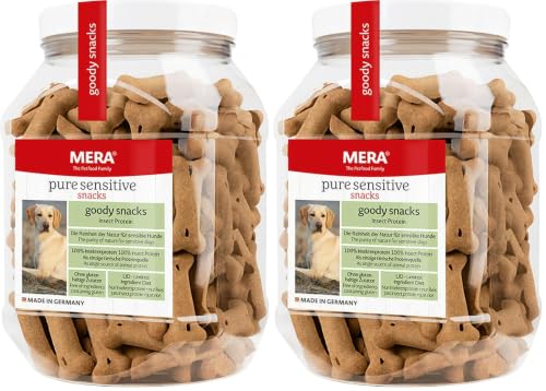 MERA Pure Sensitive Goody Snack Insect (600g), gesunde Leckerlis für Sensible Hunde, Hundeleckerli aus Insekten-Protein und Reis, Hundesnack glutenfrei für Training und Belohnung (Packung mit 2)