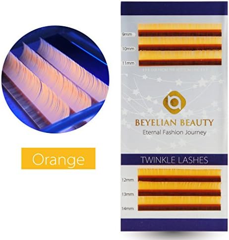 BEYELIAN Twinkle Lashes 0.07mm Thickness Orange Color Mix Length 6 Rows Eyelash Extensions Colored Lashes Volume Lash Extensions