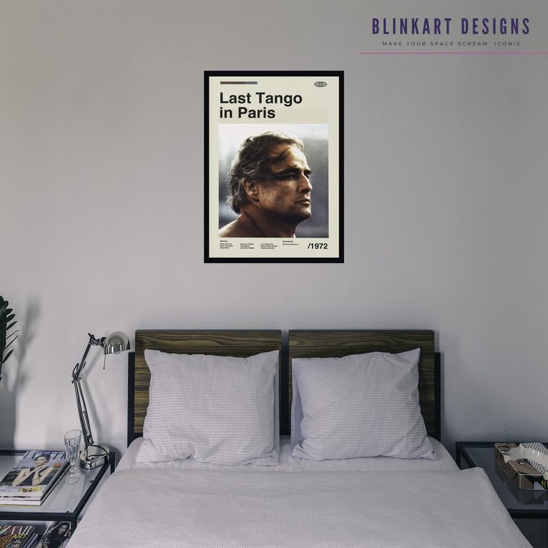 Image of BLINKART Last Tanngo In Paris Movie Poster Frame 8x12 Inch | Premium 300 GSM Paper Wall Print | Mid Century Vintage Film Artwork for Home, Bedroom, Living Room, Office | Framed Photo Decor