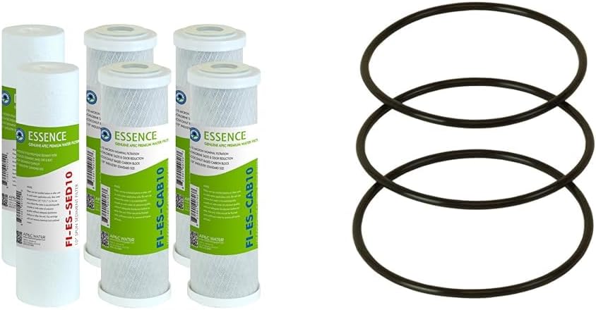 APEC Water Systems High Capacity Replacement Pre-Filter Set, White & 3 Pcs 3.5" O.D. Replacement O-Ring for Reverse Osmosis Water Filter Housings, Black, 3 Count