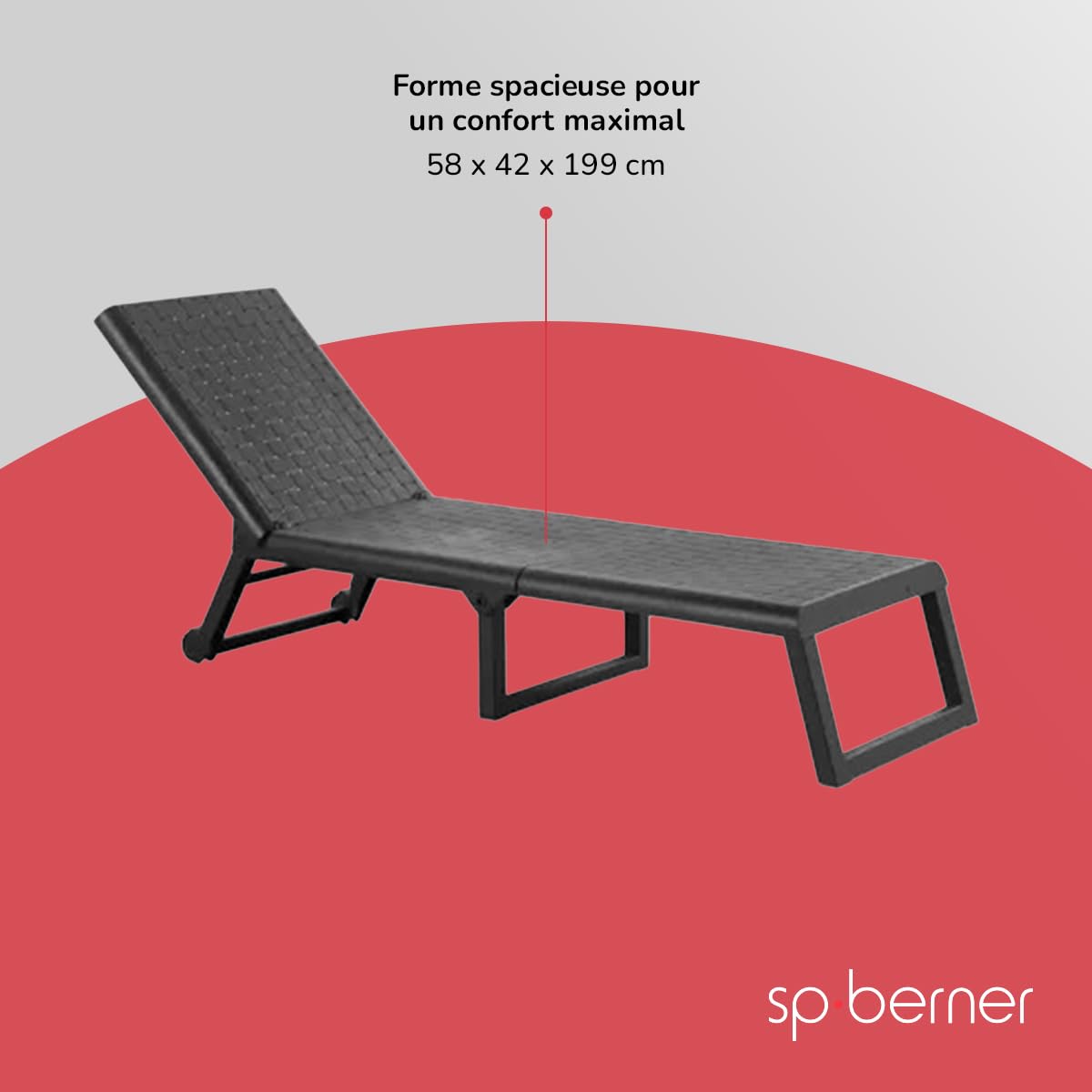 Shaf - Bain de Soleil Dream Garden -Bain de Soleil inclinable d'extérieur à roulettes -Résine résistante aux UV - Pliable et Multipositions -Idéal pour la Piscine, la terrasse et Le Patio -Anthracite