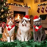 4 Stück Weihnachten Hundekostüm Haustier Weihnachtskostüm Accessoires Set für Hunde Katzen Rotes Weihnachtsmann Hut Hirschgeweih Stirnband Fliege Schal für Kleine Hunde Katzen Haustier