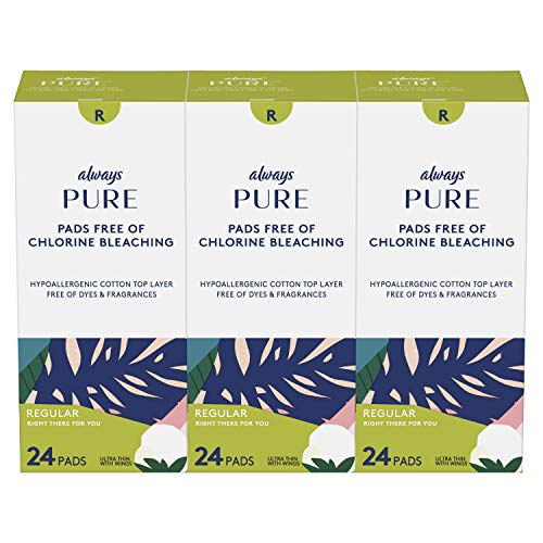 Always Pure Ultra Thin Regular Pads with Wings, 72 Count, Unscented