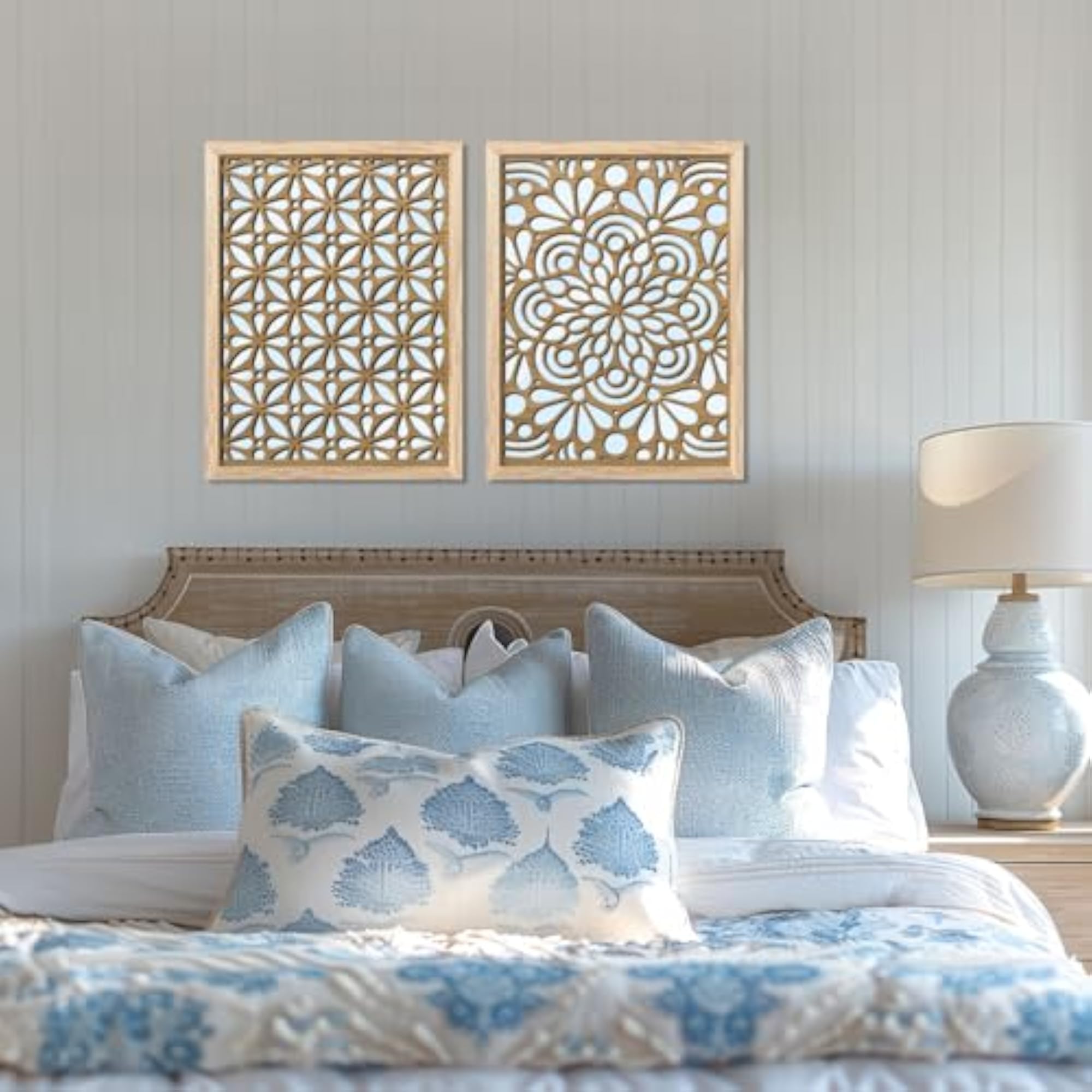 Wooden Framed Rectangular Wall Decor Mirror Set of 2