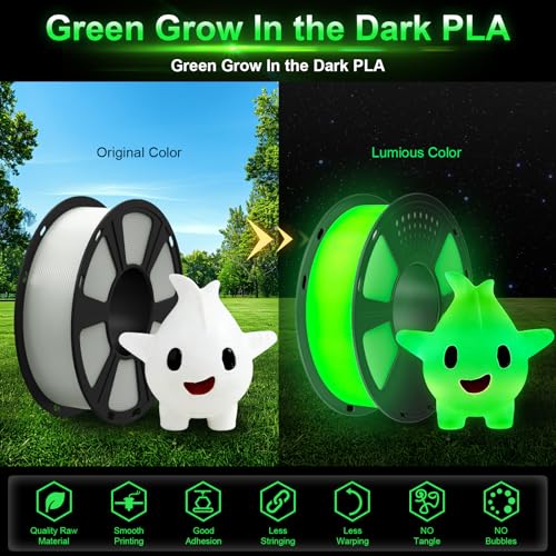 Image of GAINTARM Glow in The Dark Filament,Luminous Green 3D Printer Filament 1.75mm,Dimensional Accuracy + /- 0.02 mm,High Brightness and Long Time Glow, Christmas Green Fit for Most FDM 3D Printer