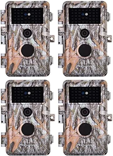 BLAZEVIDEO 4-Pack Game & Deer Trail Cameras 24MP 2304x1296P H.264 Video for Hunting Wildlife and Home Security No Glow Night Vision Time Lapse Motion Activated Waterproof & Password Protected