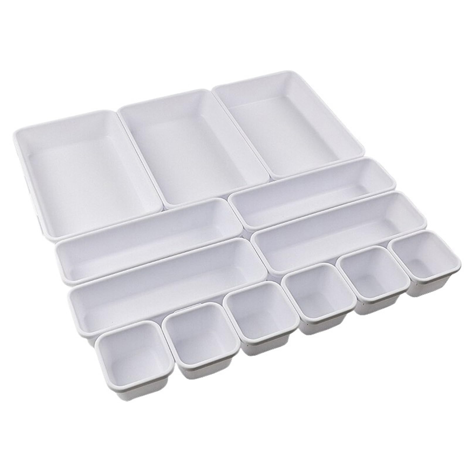 ZHSOAO 13 Pcs Drawer Organizers Separator for Home Office Desk Stationery Storage Box for Kitchen Bathroom Makeup Organizer Boxes for Bras, Socks, Underwear(White)