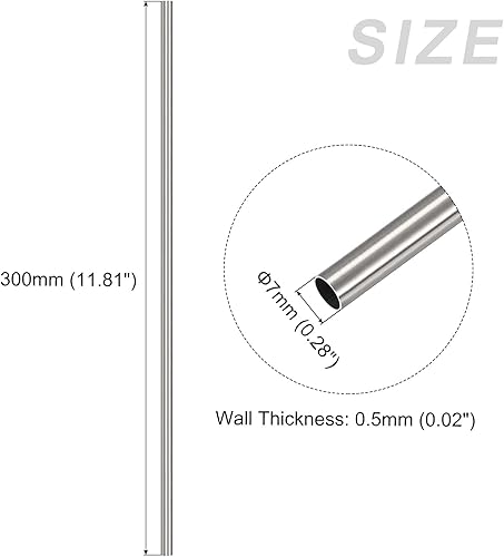 Miniatura 2 de METALLIXITY Tubo de acero inoxidable 304 (0.276in de diámetro x 0.020in de pared de T x 11.811in de largo), tubo recto - para muebles del hogar y