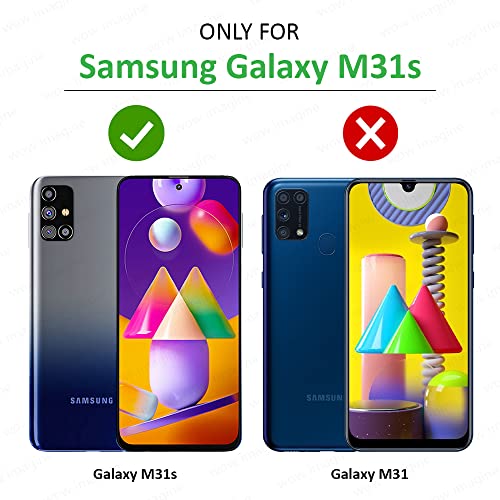 Image of WOW IMAGINE Shock Proof Back Case Mobile Cover for Samsung Galaxy M31s (Armor | Hybrid PC + TPU | Full Protection with Ring Holder Kickstand | Carbon Black)