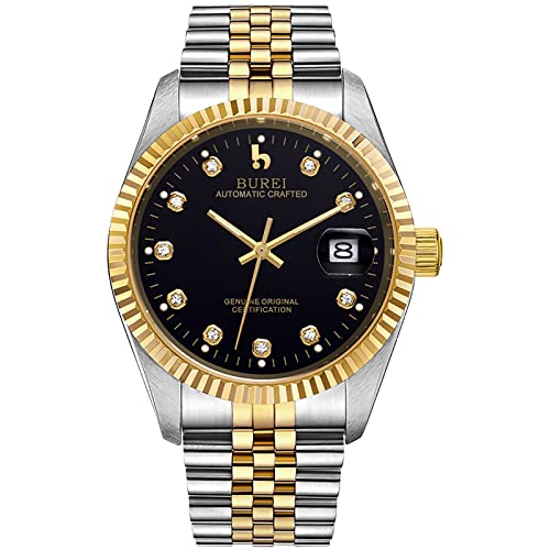 BUREI Men's Automatic Mechanical Watch Luxury Business Waterproof Stainless Steel Watches for Men, Self-Winding