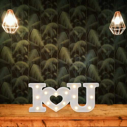 Image of Uonlytech Romantic Letter Design Led Lighted Sign Battery Operated I Love You Letters Decorative Lamp for Home Party Wedding Anniversary