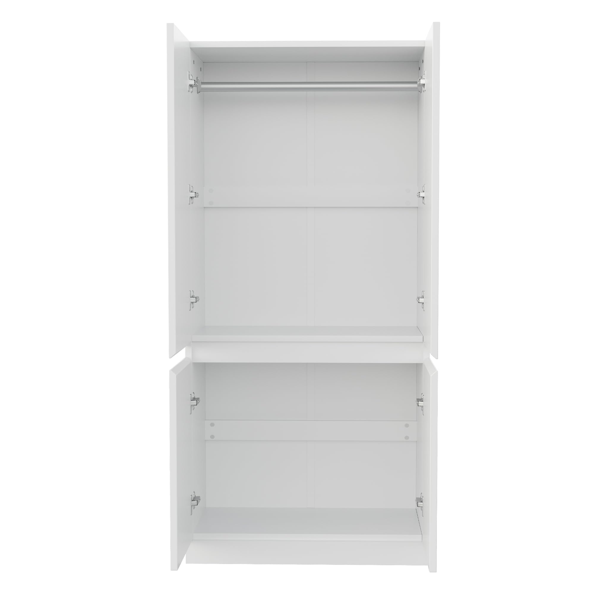 Szafa na ubrania z podwójnymi drzwiami, 70 x 40 x 170 cm, biała, drewno i metal, duże schowki