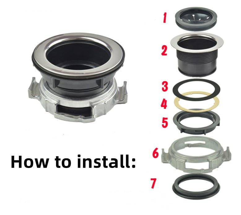 Miniatura 5 de Tnfeeon Accesorio para triturador de residuos de alimentos, reborde de bloqueo de drenaje, accesorios de eliminación de basura