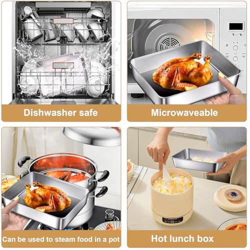 LWAIX Aufschnittboxen für Kühlschrank Edelstahl Lebensmittel Aufbewahrungsbox 4Stk Frischhaltedosen mit Deckel Dosen zum Einfrieren Luftdichte Frischhalteboxen Stapelbar Metal Aufbewahrungsboxen