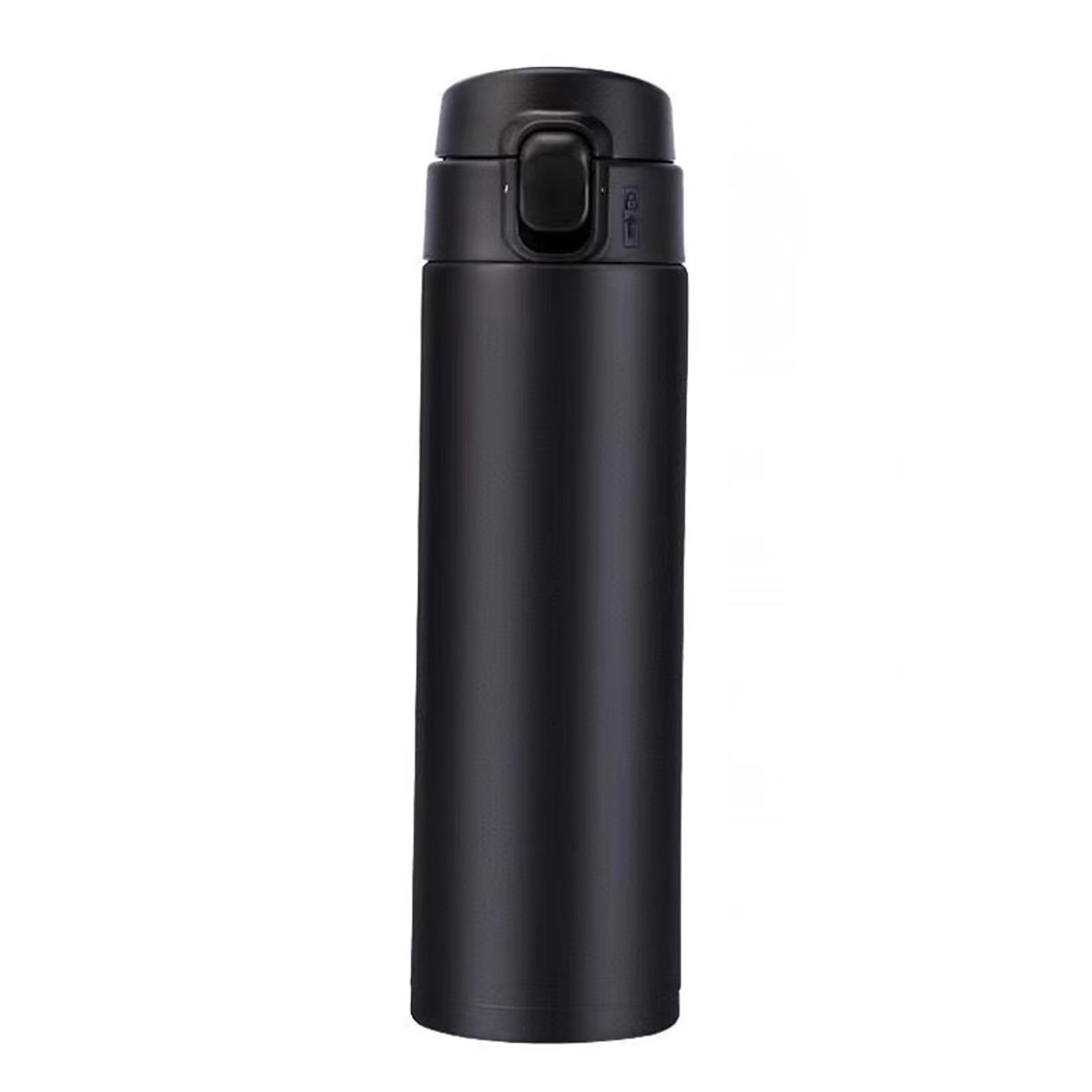 Vacuum Insulated Bottle Thermal Water Bottle Travel Coffee Mug with Safety Buckle Lid Stainless Steel Leak Proof Tumbler Water Flask 15.2 Oz/450ml(Black)