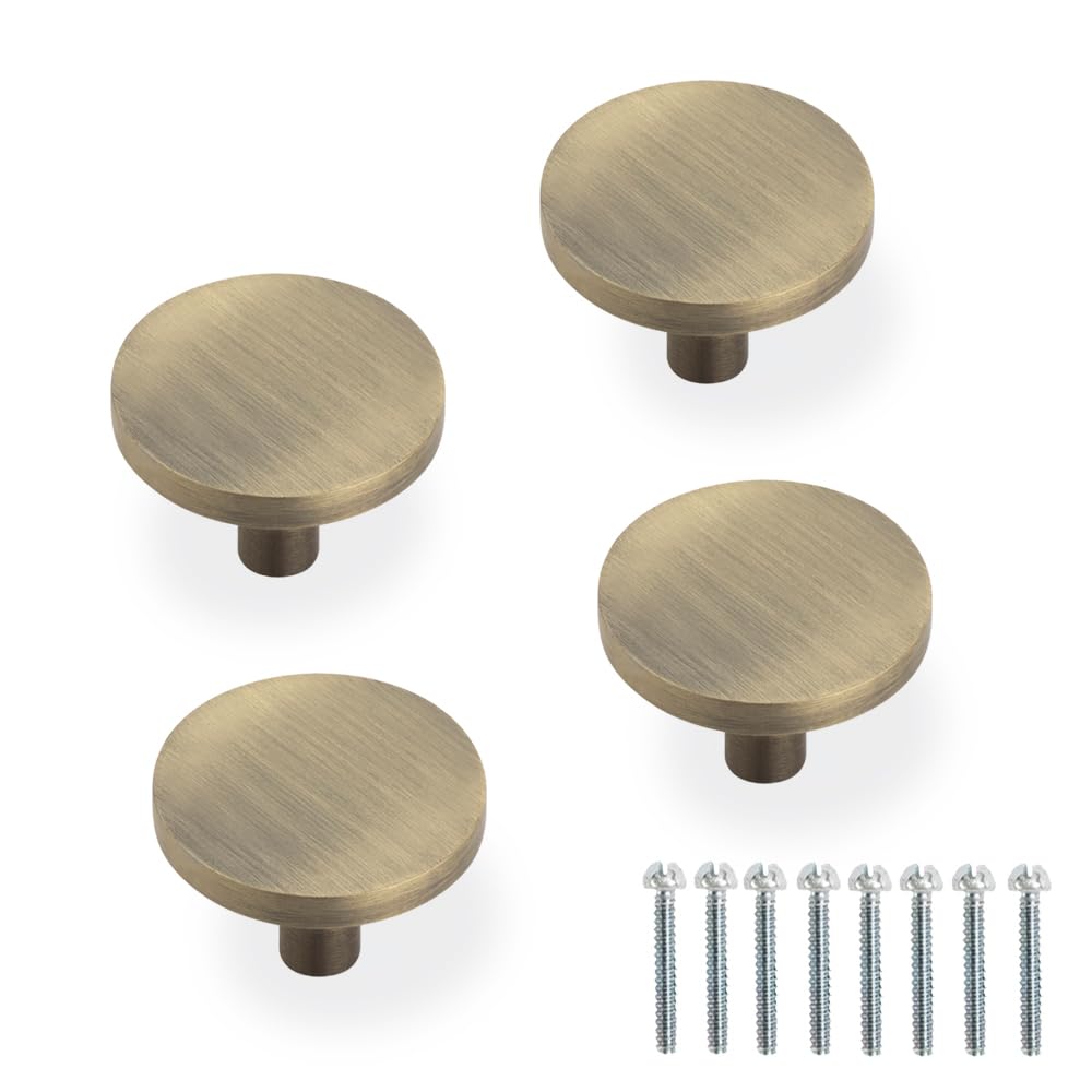 Allied Stainless Steel Round Knob | Suitable for Cabinet, Drawer | Pack of 4, Brass Antique | 1.5" Round-image-31