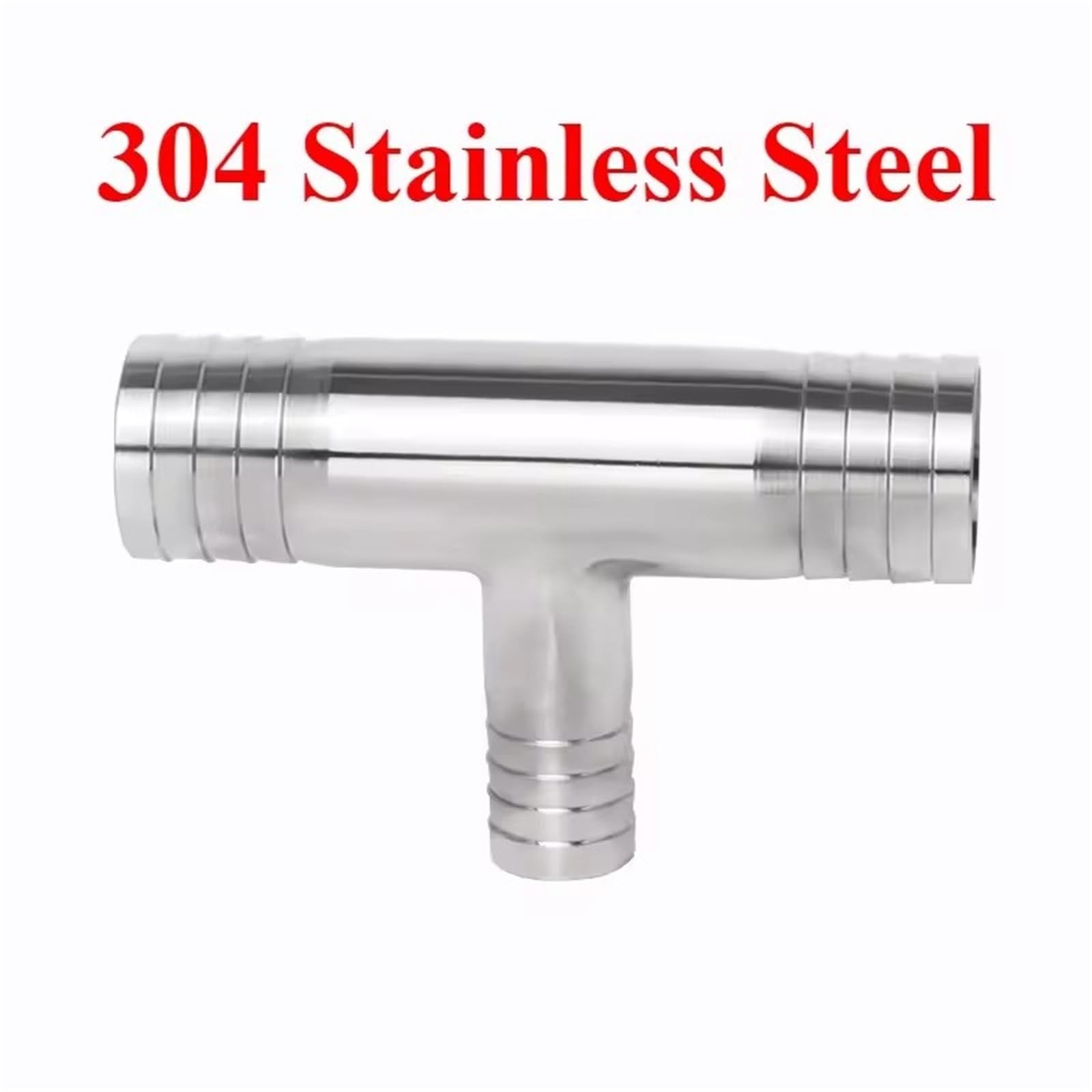 Reductor en T de manguera de acero inoxidable 304 (6-51 mm), conector divisor de 3 vías para aire, agua, combustible y productos químicos (25-20-25 mm)