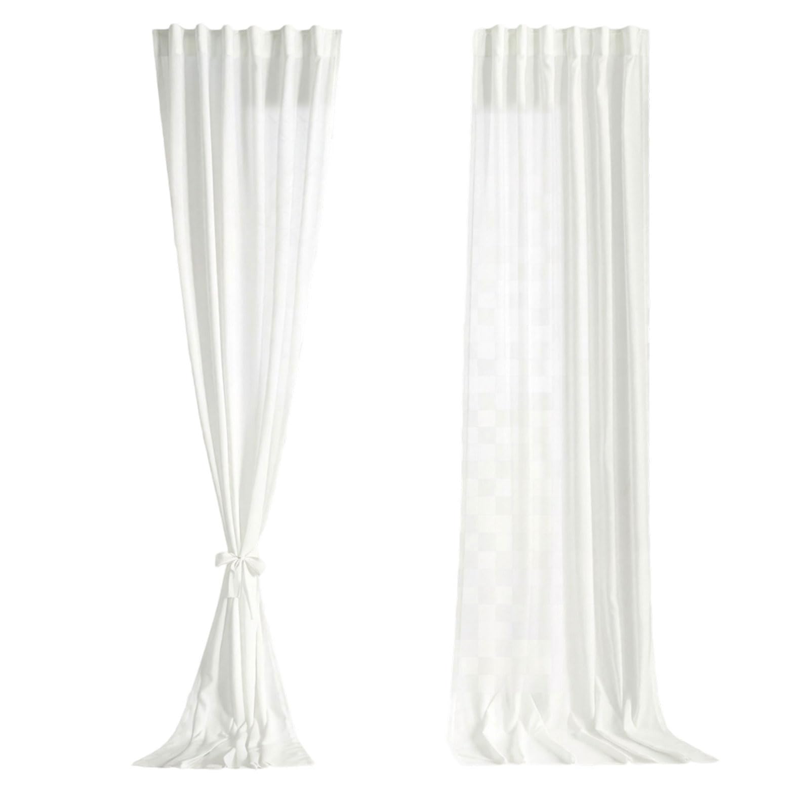 JSGHGDF 2 Piece Light Filtering Window Drapes Imitation Linen Fabric Semi Sheer Curtains with Back Tab & Rod Pocket Home Decors Half Privacy Drapes