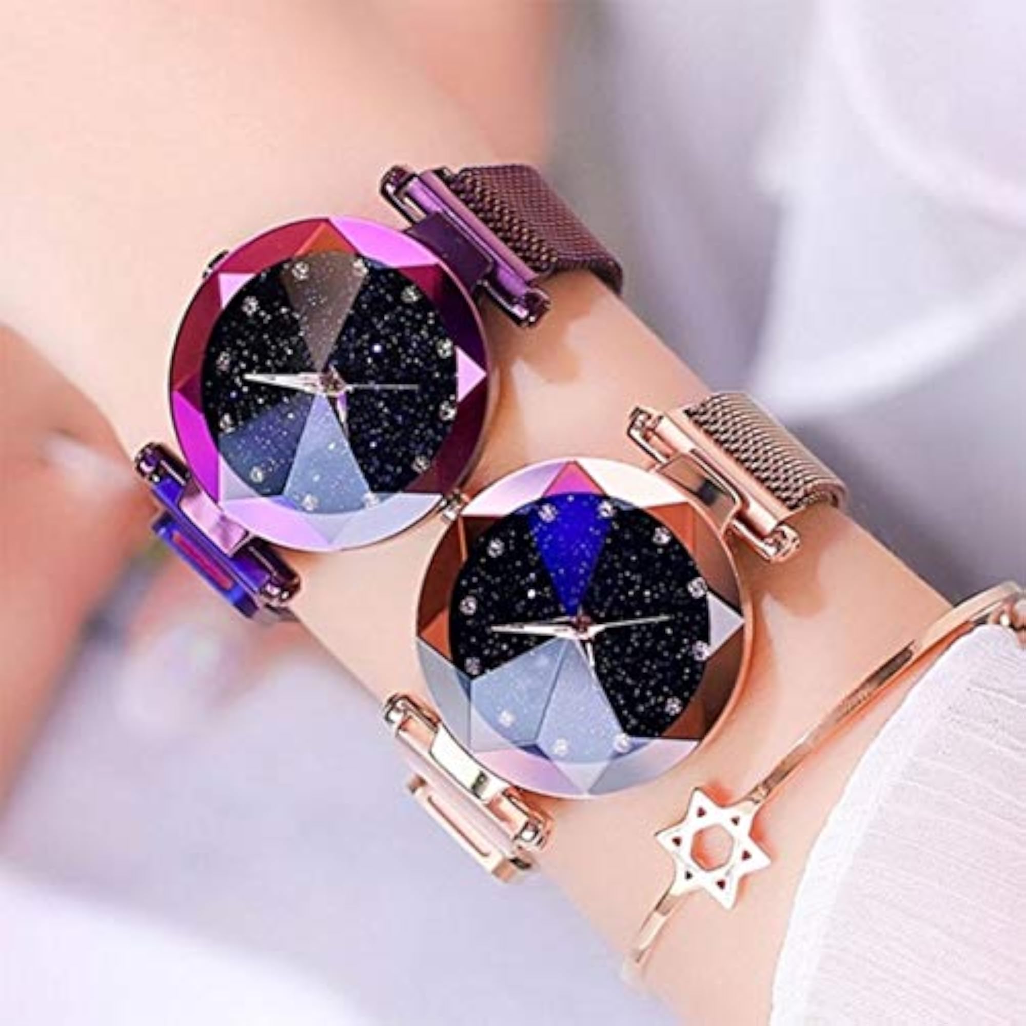 Women's Premium Black Round Diamond Dial Analog Watch