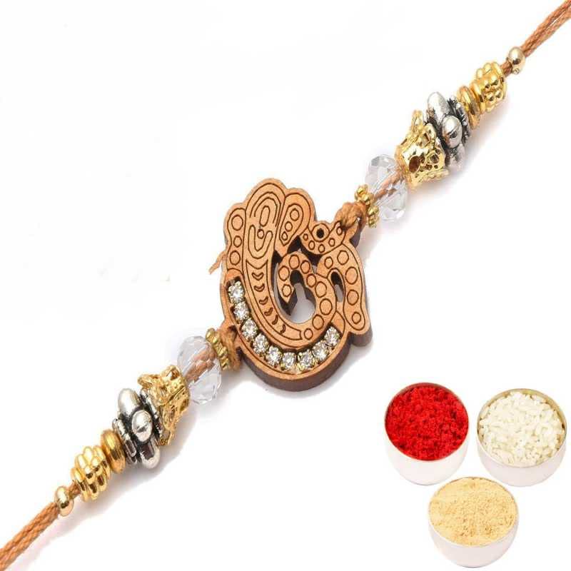 Ghasitaram Gifts Rakhis Online – Rakhi for Brother – Om Ganeshay Diamond Ehnic Divine Rakhi Ghasitaram Gifts Rakhis Online – Rakhi for Brother – Om Ganeshay Diamond Ehnic Divine Rakhi