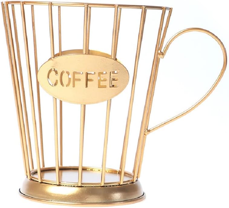 Coffee Capsule Storage Basket Coffee Cup Basket Coffee Bean Pod Organizer Family Cafe Hotel (Color : Black) (Golden )