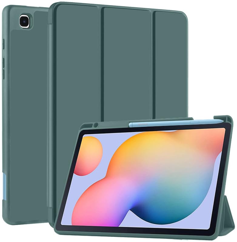 Robustrion Cover for Samsung S6 Lite Tablet Cover 10.4 inch Flip Stand Back Cover with S Pen Holder [Right Side] – Dark Green