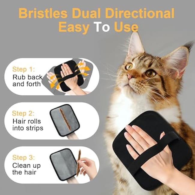 Pet Hair Removal Glove for Cats & Dogs, 2025 Newly Upgraded Electrostatic Pet Hair Removal Gloves, Reusable Pet Hair Remover Tool for Clothing, Couch, Carpet, Car Seat (2PCS)-652QQzRX