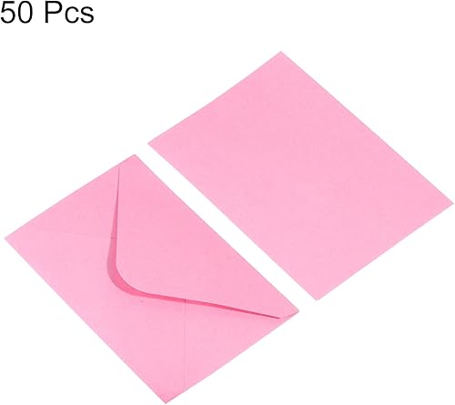 Miniatura 3 de PATIKIL Mini sobres, paquete de 50 tarjetas de regalo, tarjetas de visita, sobres para felicitaciones y bodas, color rosa