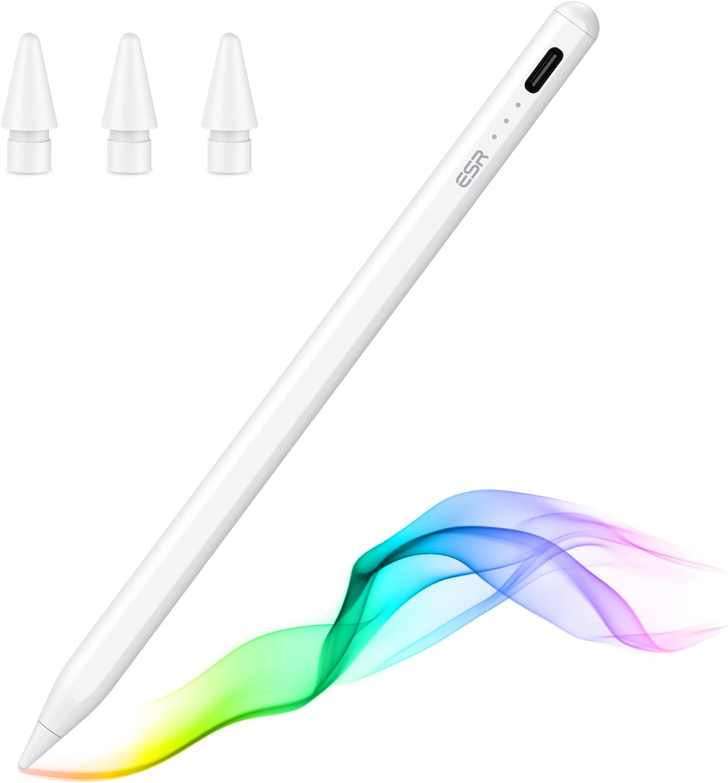 ESR for Apple Pen Pencil, Stylus Pen for 10/9/8/7/6, iPad Pro 11/12.9, Air 5/4/3, Mini 6/5, Tilt Sensitivity and Palm Rejection, Magnetic Attachment, White