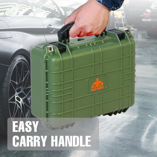 Image of Jack Boss 16x 12.8x 6.8 Inch Hard Case, Portable Weather Waterproof Protective Camera Case with Customizable Foam, Fit Use of Drones, Camera, Equipments, Green