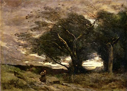 Peinture pour décoration salon Coup de vent Jean Baptiste Camille Corot sur toile 60x90cm