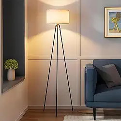 Luminária de Chão, Abajur Chão com Poste de Luz de Metal Preto, Luminaria de Piso com 2 Temperaturas de Cor, Abajur de Chao Para Sala, Quarto, Escritório, Restaurante, Dois tipos de luzes