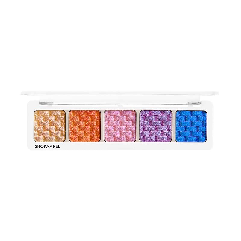 Image of SHOPAAREL Sparkle 5 Color Eyeshadow Palette | Highly Pigmented Shimmer & Glitter Shades | Long Lasting, Blendable Eye Makeup | Compact Travel Friendly Eye Shadow Kit for Women (Party)