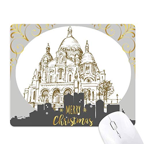 Tapis de souris de Noël illustration église historique pour bureau