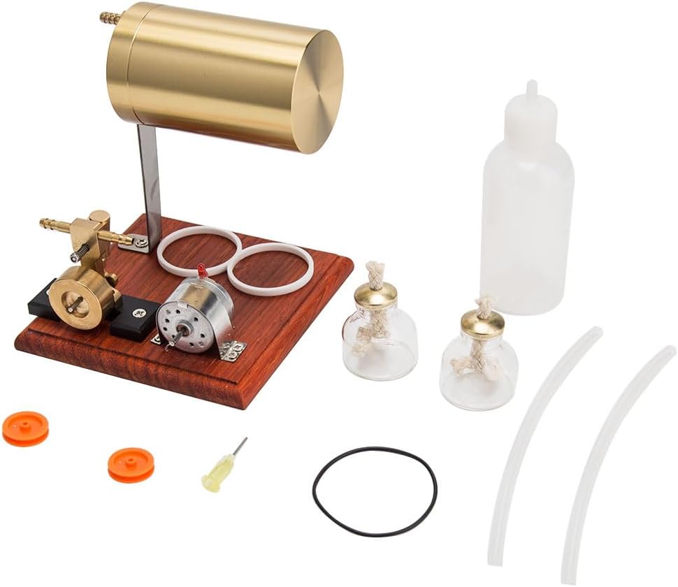 TechSpieler Mini Steam Engine Generator, Swing Type Retro Metal Steam Engine Model, Educational and Hobby Gift