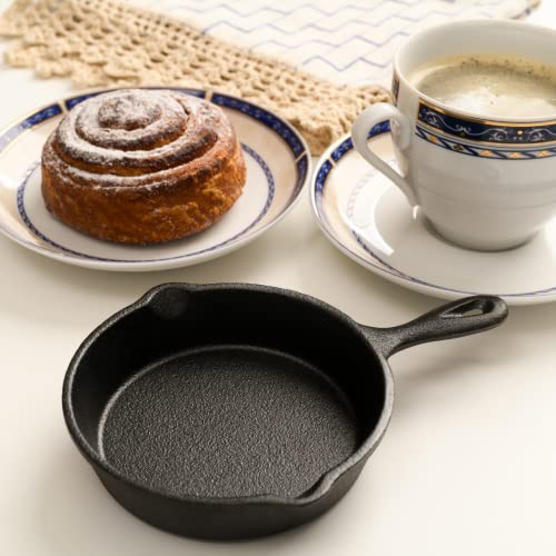 Kuha Mini Cast Iron Skillets 4” - 2-Pack Of Pre-Seasoned Miniature Skillets - With 2 Small Silicone Trivets And Cast Iron Scraper #TOP7