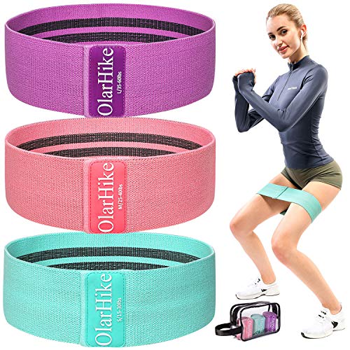 OlarHike Booty Bands for Working Out, 3 Fabric Resistance Bands Set for Legs