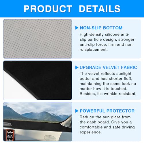 Image of Autorder Dashboard Cover Mat for 2024 2025 2026 Ford Ranger Accessories Dash Cover Upgrade Dash Mat Sunshade Glare UV Rays Protectorver Mat