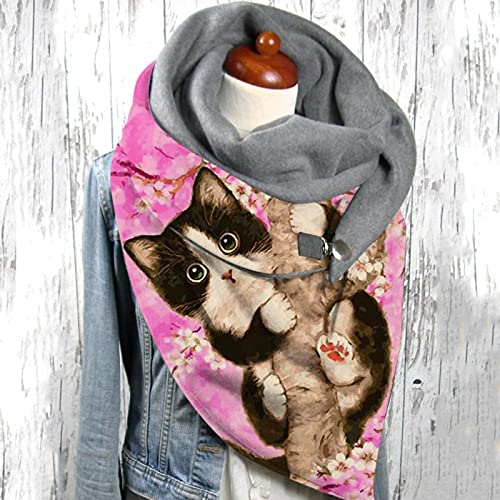 Bcdlily Scarf For Women Winter Scarves Cotton Warm Cat And Cat Paw-Print Cute Neck Warmer(Bd) #TOP3